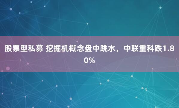 股票型私募 挖掘機概念盤中跳水，中聯(lián)重科跌1.80%